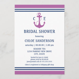 Invitations De Douche Nautique Violet