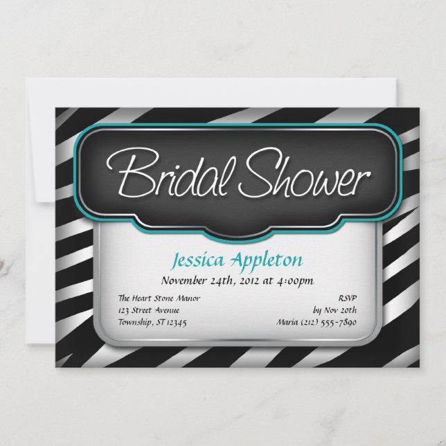 Invitations de douche nuptiale à imprimer Zebra (Devant)