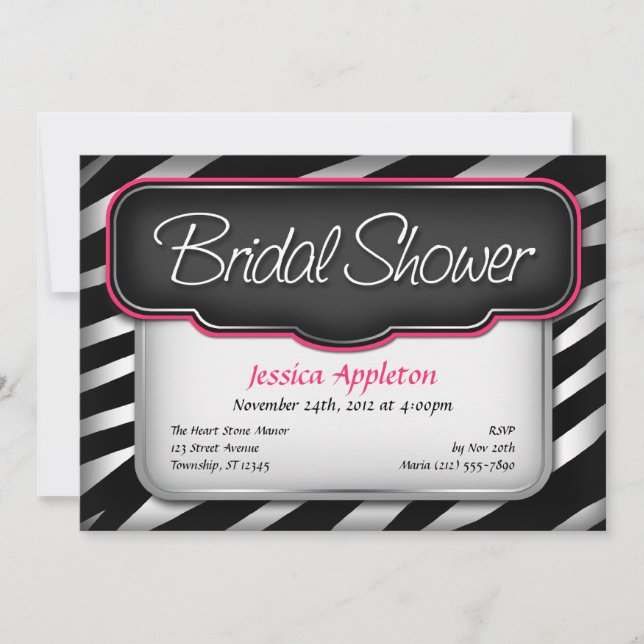 Invitations de douche nuptiale à imprimer Zebra (Devant)