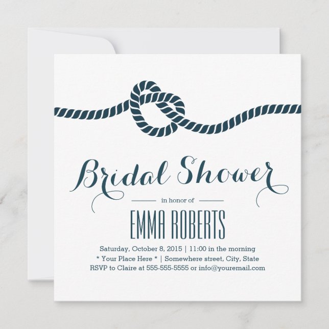 Invitations de douche nuptiale à nouer (Devant)