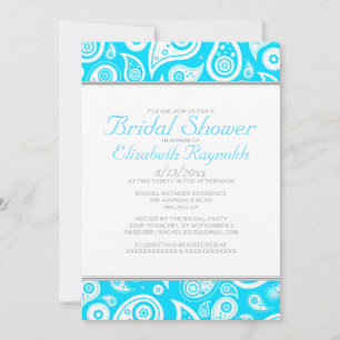 Invitations de douche nuptiale Aqua Paisley