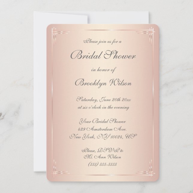 Invitations de douche nuptiale arrondie élégante (Devant)