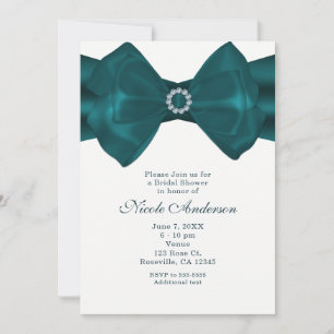 Invitations de douche nuptiale au ruban turquoise 