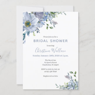 Invitations de douche nuptiale bleu Dusty