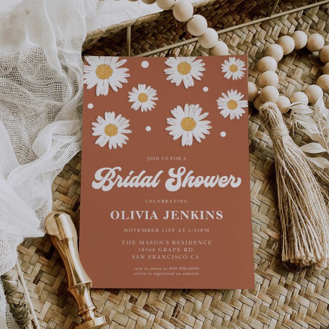 Invitations de douche nuptiale Boho Daisy (Créateur téléchargé)