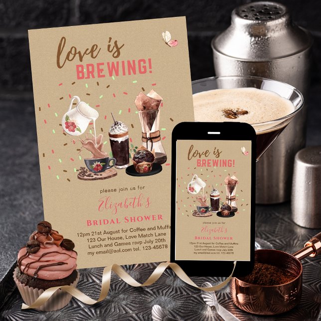 Invitations de douche nuptiale Café et gâteaux (Créateur téléchargé)