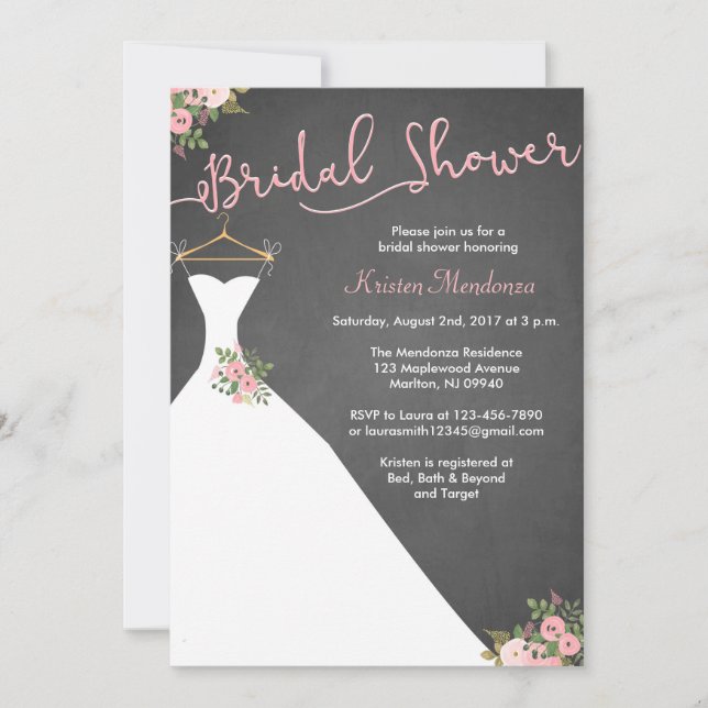 Invitations de douche nuptiale Chalkboard avec rob (Devant)