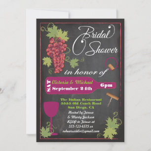 Invitations de douche nuptiale Chalkboard Wine