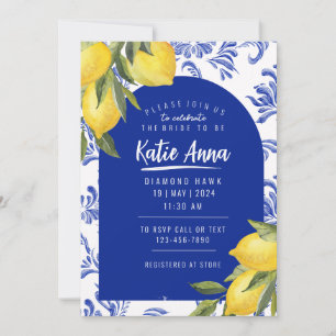Invitations de douche nuptiale citron bleu et jaun