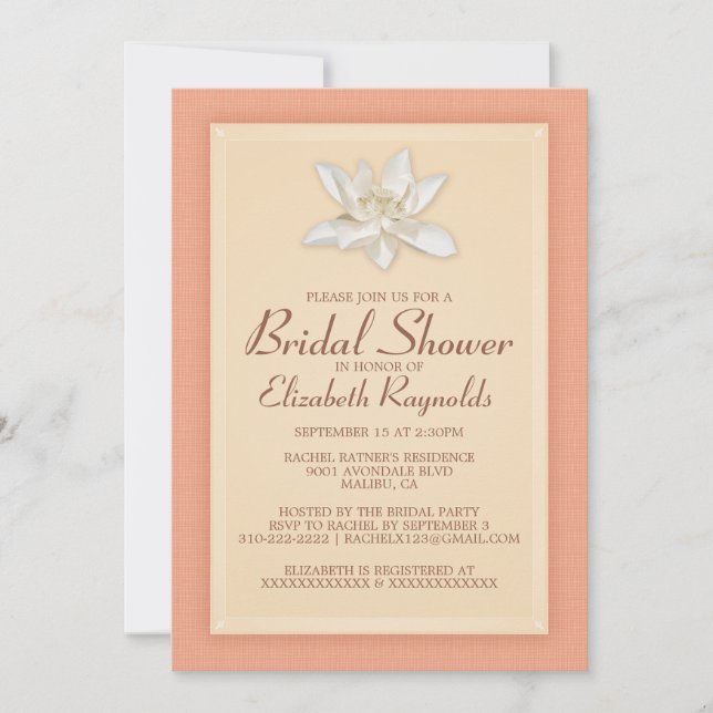 Invitations de douche nuptiale corail (Devant)