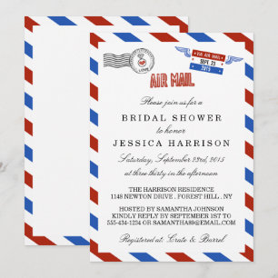 Invitations de douche nuptiale d'Airmail moderne