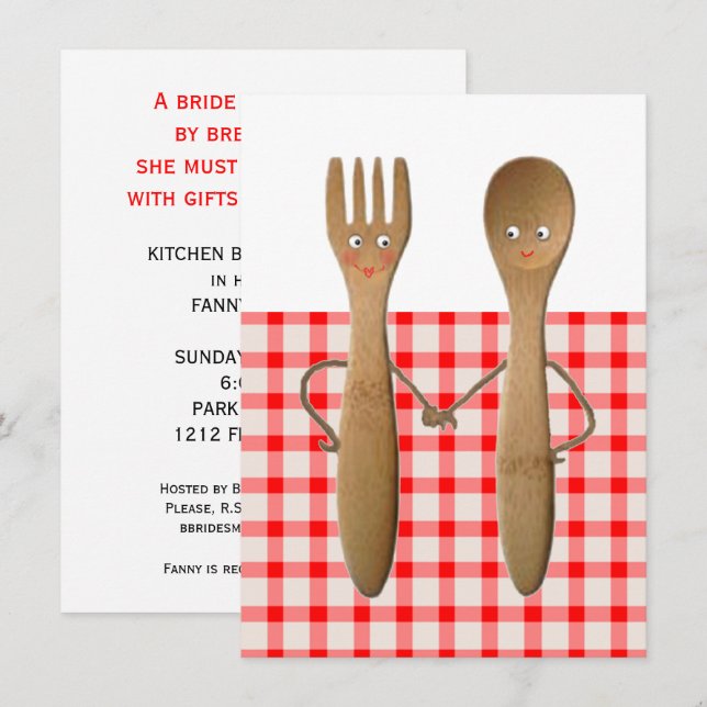 Invitations de douche nuptiale de cuisine (Devant / Derrière)