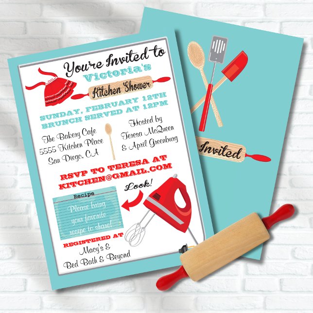 Invitations de douche nuptiale de cuisine rétro (Créateur téléchargé)