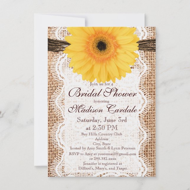 Invitations de douche nuptiale de la marguerite de (Devant)