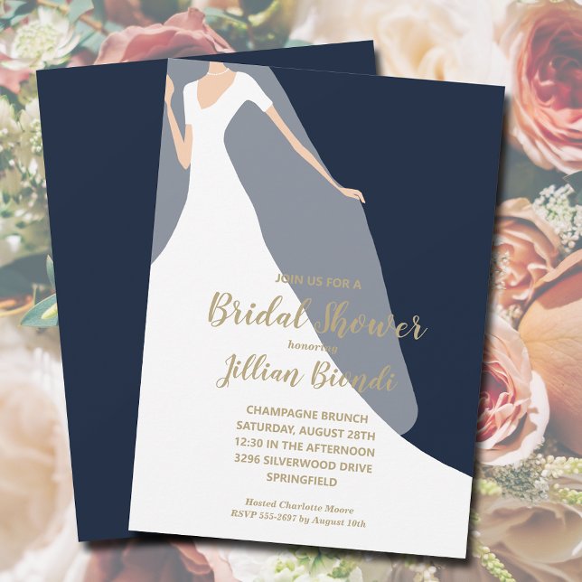 Invitations de douche nuptiale de la Marine Robe e (Créateur téléchargé)