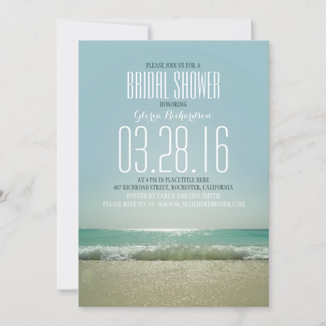 Invitations de douche nuptiale de plage moderne av (Devant)