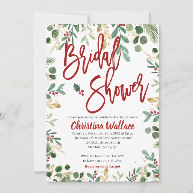 Invitations de douche nuptiale d'hiver Nuptiale de (Devant)