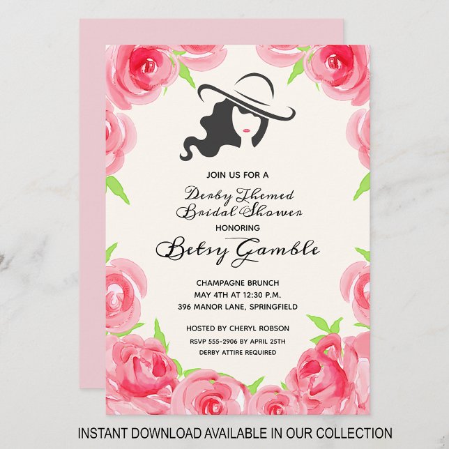 Invitations de douche nuptiale du Rose d'aquarelle (INSTANT DOWNLOAD available in our collection to send your invitations digitally.)