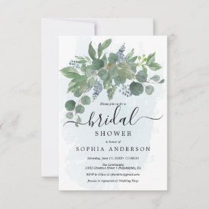 Invitations de douche nuptiale Dusty Blue Eucalypt