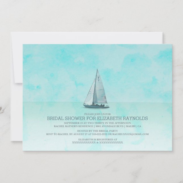 Invitations de douche nuptiale en bateau Whimsical (Devant)