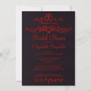 Invitations de douche nuptiale en noir et rouge de