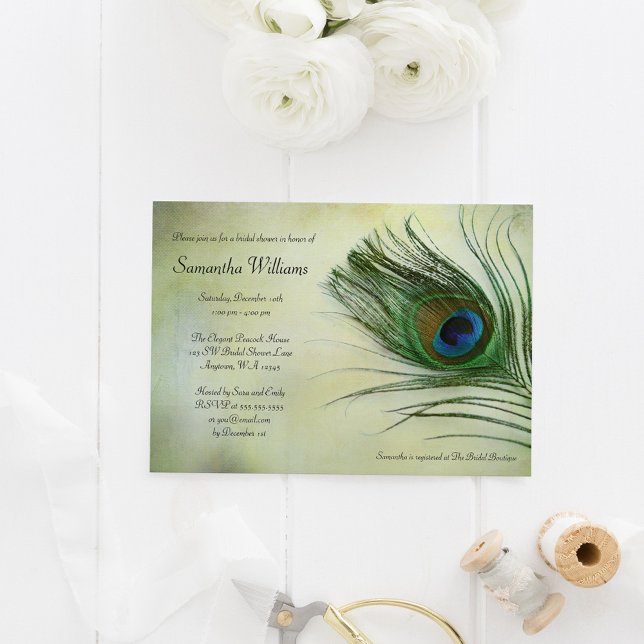 Invitations de douche nuptiale en plume de paon vi (Créateur téléchargé)