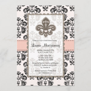 Invitations de douche nuptiale Fleur de Lis Noir r