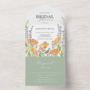 Invitations de douche nuptiale Fleurs sauvages d'a