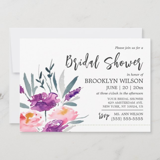 Invitations de douche nuptiale Florale (Devant)
