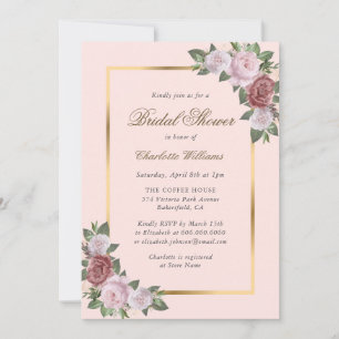 Invitations de douche nuptiale florale rose vif