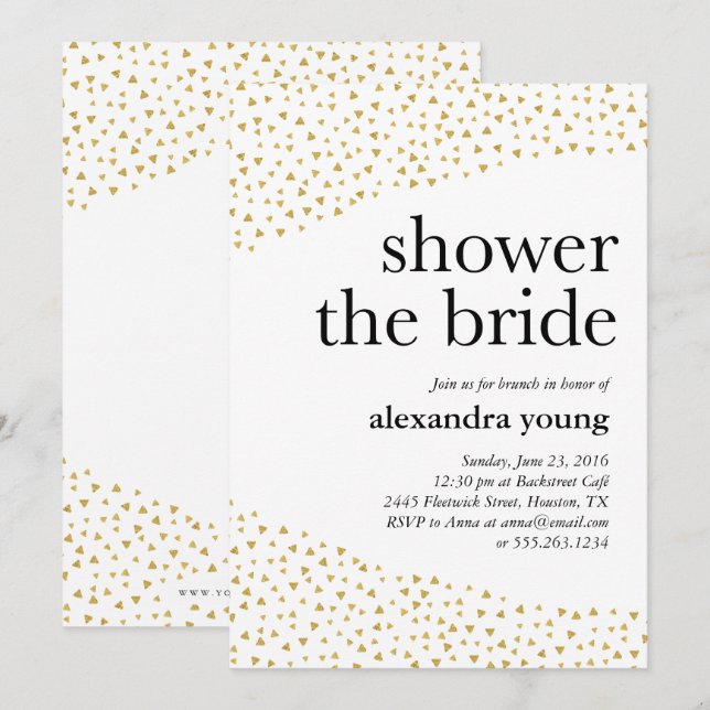 Invitations de douche nuptiale géométrique Or (Devant / Derrière)