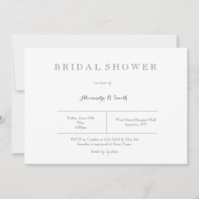 Invitations de douche nuptiale grise moderne (Devant)