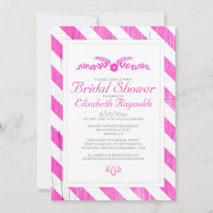 Invitations de douche nuptiale Hot Pink Stripes