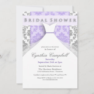 Invitations de douche nuptiale Lilac/Silver Damask