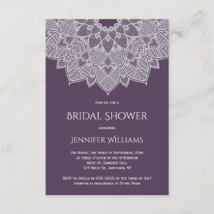Invitations de douche nuptiale mandala violette