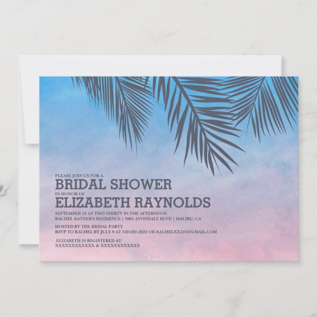 Invitations de douche nuptiale moderne Palm Tree (Devant)