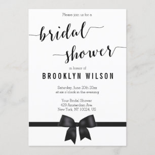 Invitations de douche nuptiale noir et blanc Bow