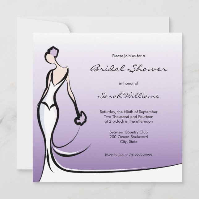 Invitations de douche nuptiale Ombre violet (Devant)