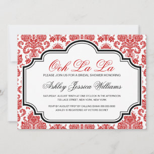Invitations de douche nuptiale Ooh La Red Damask