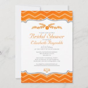 Invitations de douche nuptiale Orange Zigzag