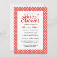 Invitations de douche nuptiale Pois rouge et blanc