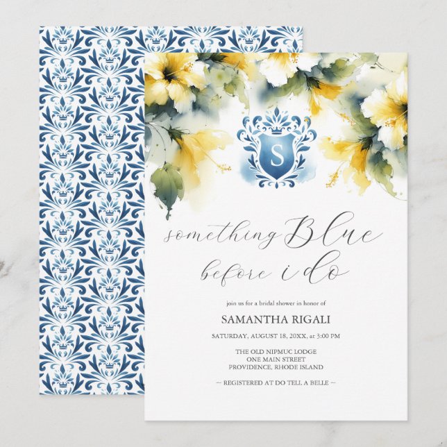 Invitations de douche nuptiale Quelque chose de bl (Devant / Derrière)
