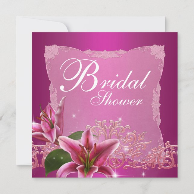 Invitations de douche nuptiale rose chaud (Devant)