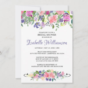 Invitations de douche nuptiale rose et violet