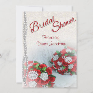 Invitations de douche nuptiale Roses et perles
