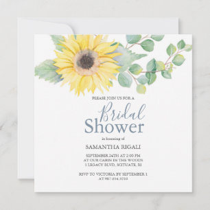 Invitations de douche nuptiale tournesol Eucalyptu