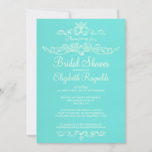Invitations de douche nuptiale Turquoises de luxe