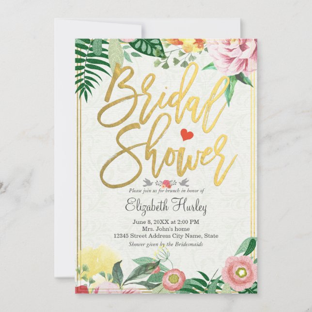 Invitations de douche nuptiale Vintage (Devant)