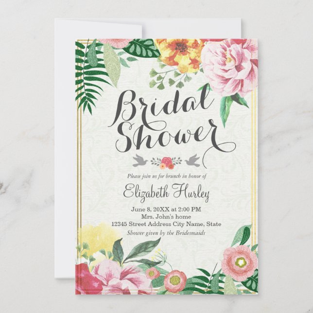 Invitations de douche nuptiale Vintage (Devant)