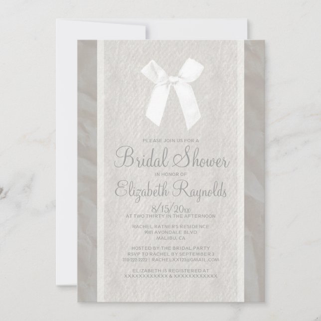Invitations de douche nuptiale Vintage blanche (Devant)